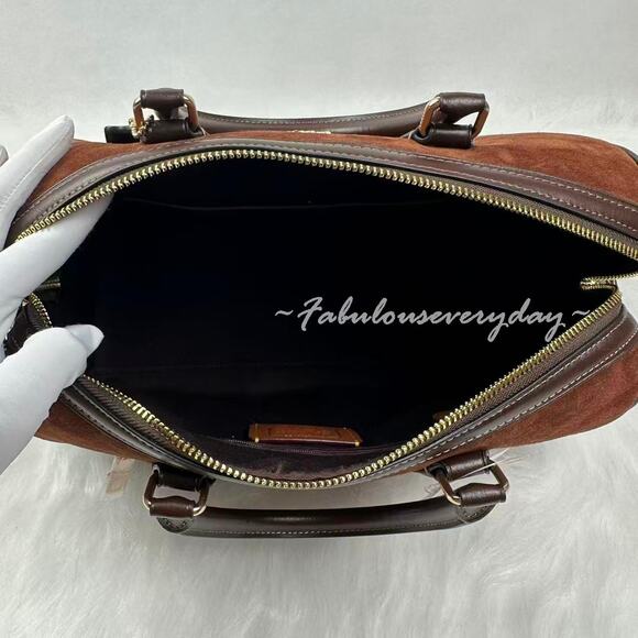 Coach Rowan Large Satchel Bag Crossbody In Suede/Im/Vintage Brown CCC79 NWT - Picture 5 of 12